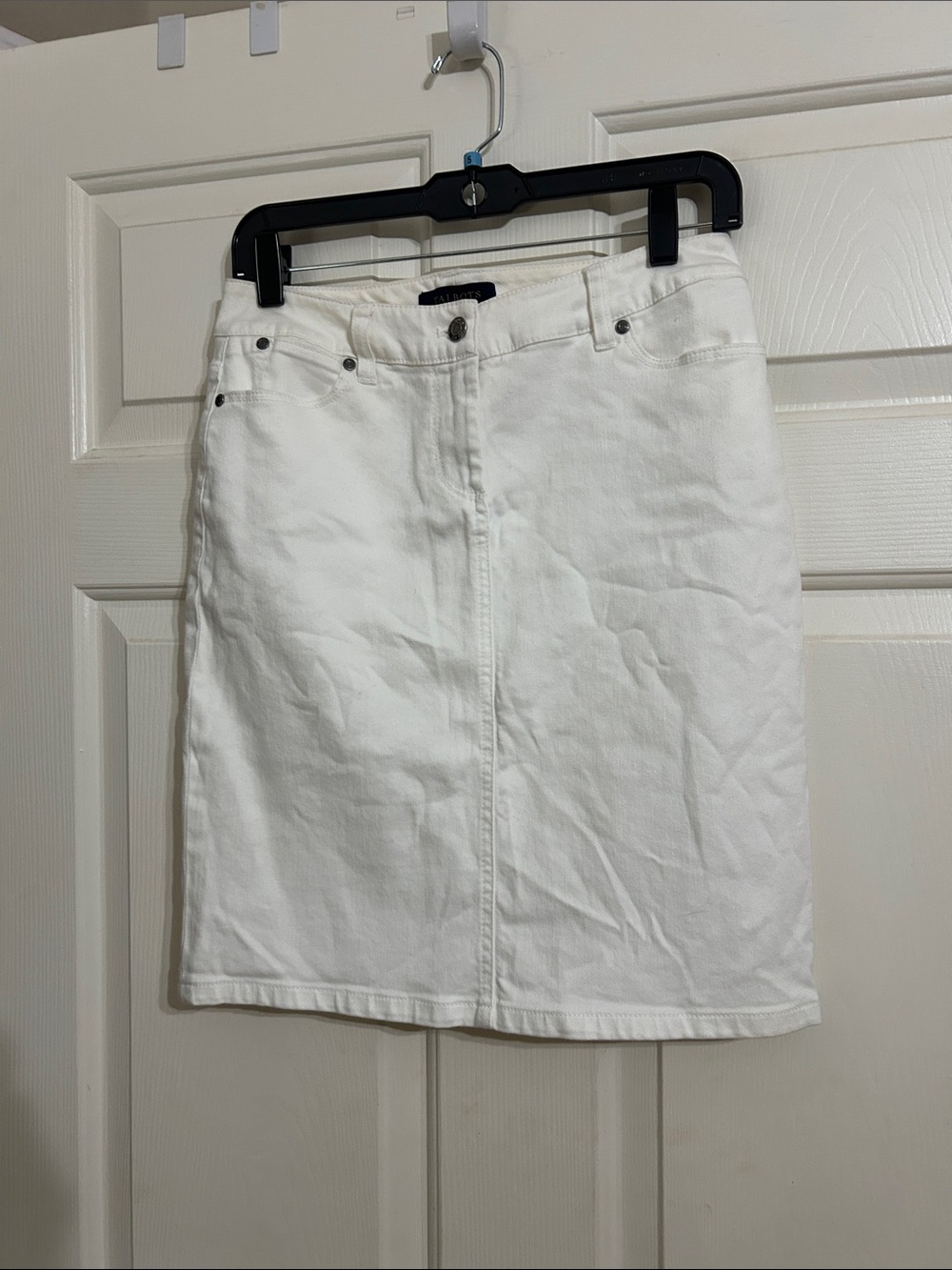 Talbots White Denim Pencil Skirt